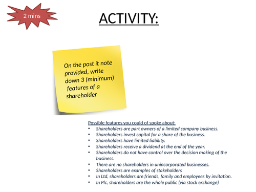 Introduction to shareholders