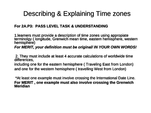 Btec Travel & Touirism: Explaining Time Zones