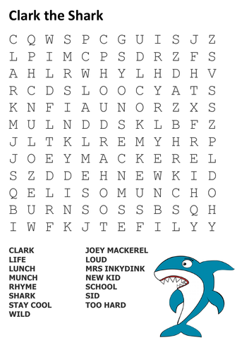 Clark the Shark Word Search