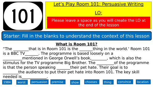 room 101 speech on homework