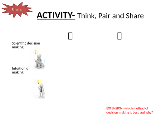 Scientific decision making tasks