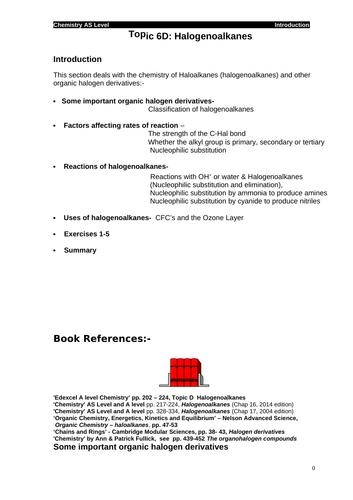 Edexcel chemistry Topic 6D: Halogenoalkanes