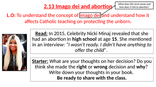 AQA B GCSE - 2.13 - Imago dei and abortion
