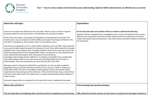 whole year 7 8 scheme of work geography ks3