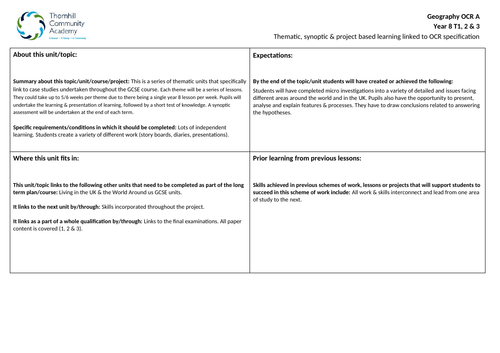 whole year 7 or 8 scheme of work geography ks3 time saving