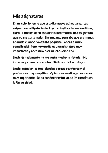 my school essay in spanish