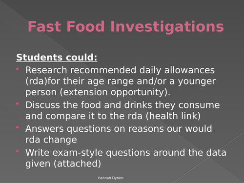 Fast Foods - activity