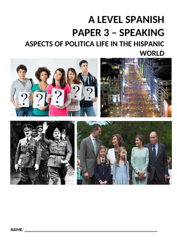 New Spanish A Level: paper 3 (speaking) discussion cards. Aspects of political life.