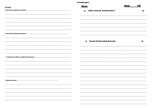 Eduqas GCSE RS Components 2 (Christianity) & 3 (Islam) Practice ...