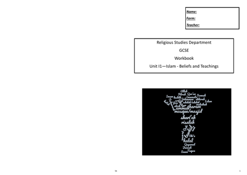 Eduqas GCSE RS Component 3  - Islam Beliefs and Teachings Workbook