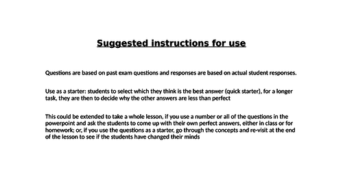 New spec GCSE chemistry exam style questions starters (4) for rate of reaction (topic 6)