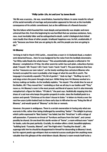 Larkin critical extracts and study notes