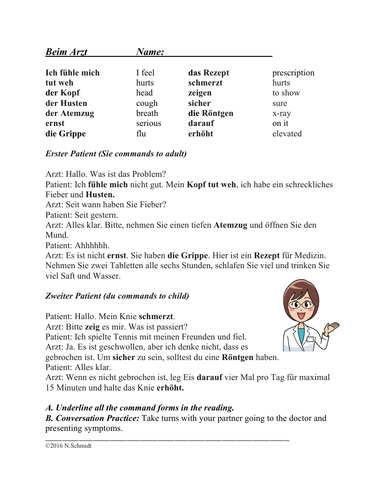 German Commands Reading  Seeing a Doctor: Imperatives in Du and Sir Forms