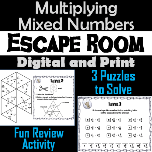 Multiplying Mixed Numbers Activity: Escape Room Math Game