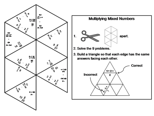 Multiplying Mixed Numbers Game: Math Tarsia Puzzle
