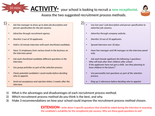 Assessing recruitment process task