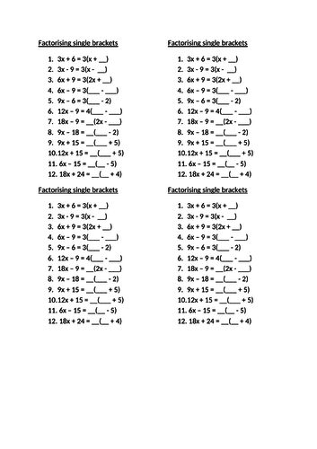 Support for those who struggle with factorising