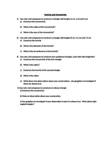 Constructions extension incircles and circumcircles