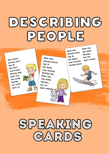 Describing People Flashcards | ESL Vocabulary Cards | Physical Appearance & Personality Adjectives