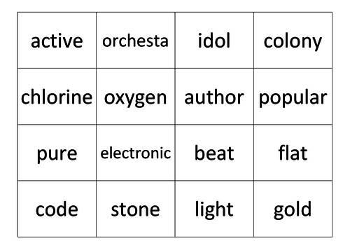 change nouns into verbs using ify, en, ise, ate  (matchup/ spoons game)