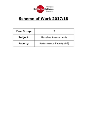 Scheme of Work - Year 7 PE Baseline