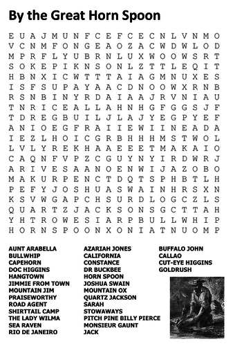 By the Great Horn Spoon Word Search