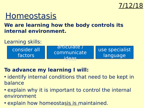 Homeostasis introduction lesson