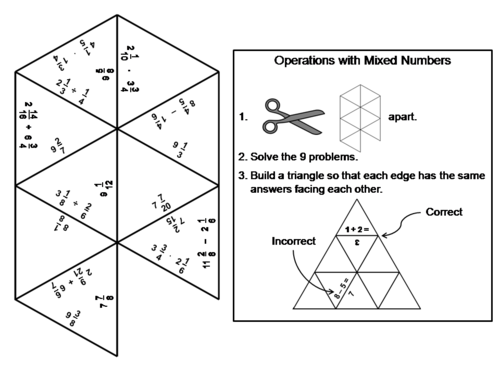 Operations with Mixed Numbers Game: Math Tarsia Puzzle