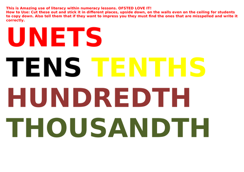 Numeracy Decimals starter