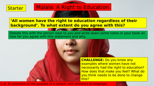 (KS3 7/8/9) Malala's UN Speech