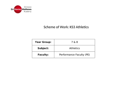 Athletics scheme of work