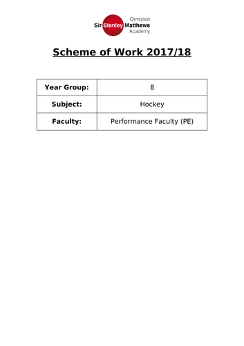 Hockey Scheme of Work