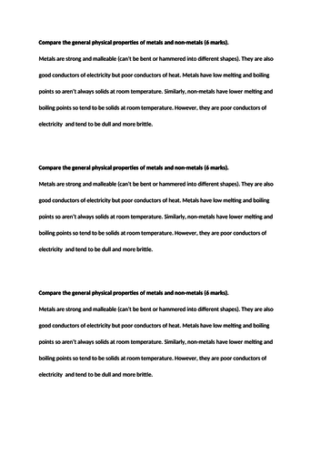 Topic 1 Metals and non-metals AQA trilogy