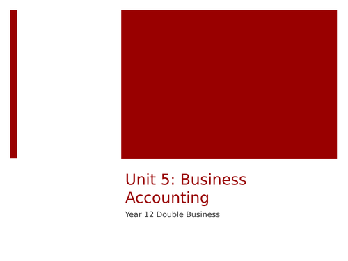 Level 3 BTEC Business Unit 5 Business Accounting (all assessment criteria)