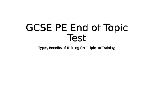 GCSE/BTEC Sport end of topic test
