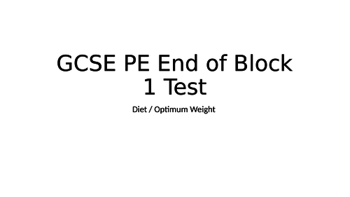 BTEC Sport or GCSE PE Test on nutrition