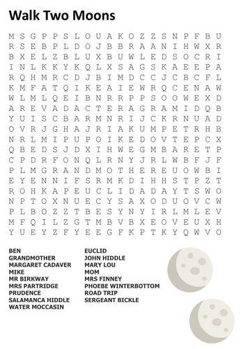 Walk Two Moons Word Search