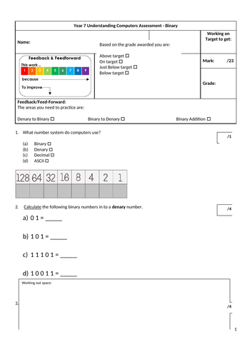 Key Stage 3 Binary Assessment