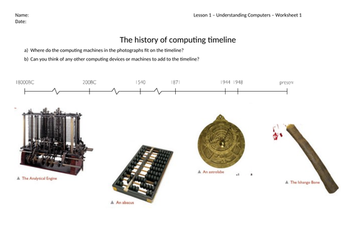 computing timeline worksheet