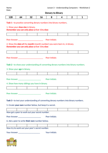 binary worksheet