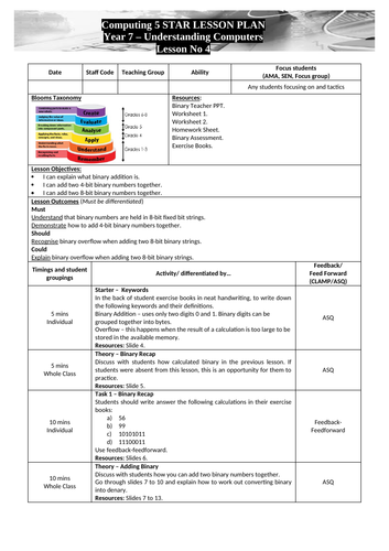 binary lesson plan