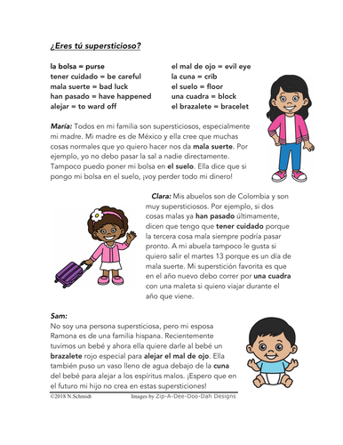 ¿Eres supersticioso? Lectura y Cultura: Spanish Reading Hispanic Superstitions