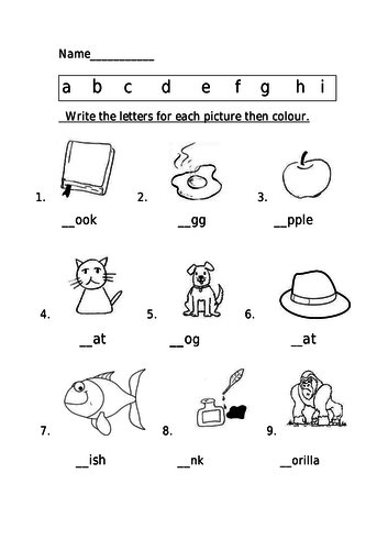 Phonics/spelling worksheet a-i