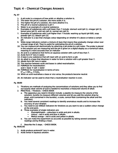 Chemical Changes Paper 1 NEW AQA 9-1 GCSE CHEMISTRY ALL POSSIBLE QUESTIONS & ANSWERS