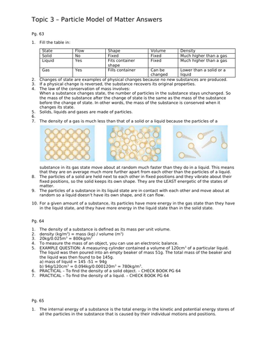 Particle Model of Matter Paper 1 NEW AQA 9-1 GCSE PHYSICS ALL POSSIBLE QUESTIONS & ANSWERS