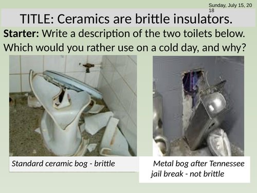 Ceramics, properties, vs Metals