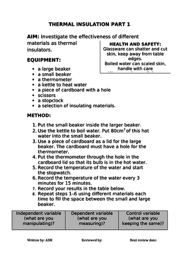 2018 AQA GCSE Physics Unit 1 (P1): Thermal Insulation Required Practicals (Part 1 and 2). L8