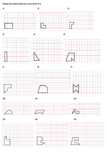 Enlargement worksheet - enlarging a shape by an integer onwards.