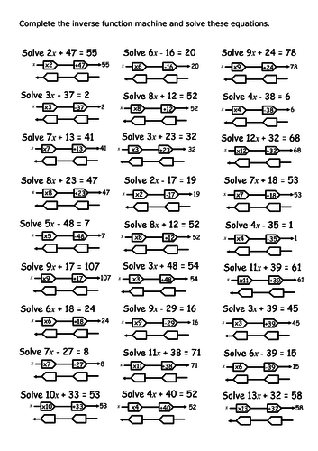 Solving equations involving function machines