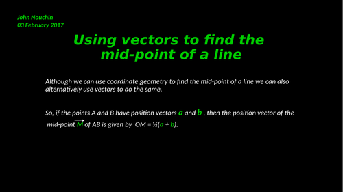 Using vectors to find the mid-point of a line